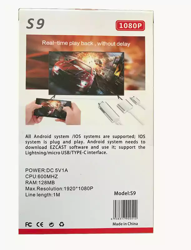 كابل انعكاس عالي الدقة HDMI S9 لـ IOS Android Lightning Micro Type C