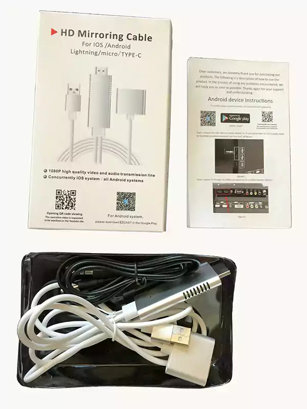 كابل انعكاس عالي الدقة HDMI S9 لـ IOS Android Lightning Micro Type C